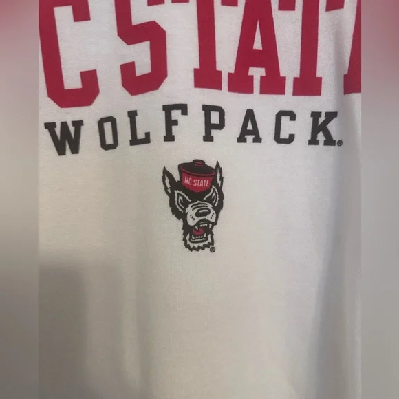 Champion White and Red NC State Wolfpack Crewneck Sweater - Picture 2 of 7